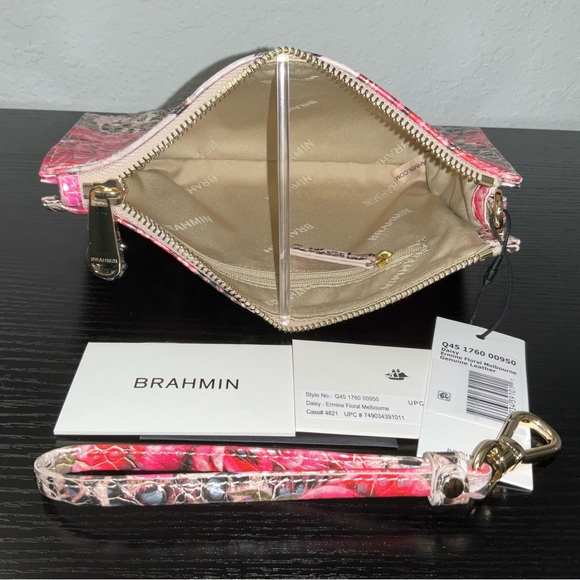 Brahmin ERMINE FLORAL MELBOURNE Daisy Wristlet Clutch Cosmetic Bag NWT - Picture 6 of 7